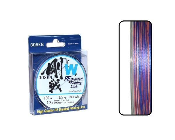 Gosen W4 Casting PE 4 Kat Spin İp Misina 150mt Multi Color PE 1.5-0.209MM