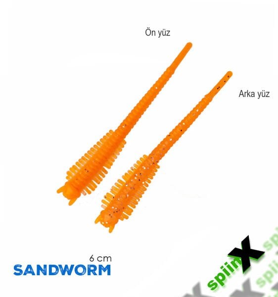 SPIINX SANDWORM SİLİKON 6CM 18P GLOW ORANGE GUM