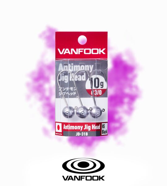 VANFOOK JD-31B ANTIMONY JIG HEAD NS BK 4P 10G #2/0