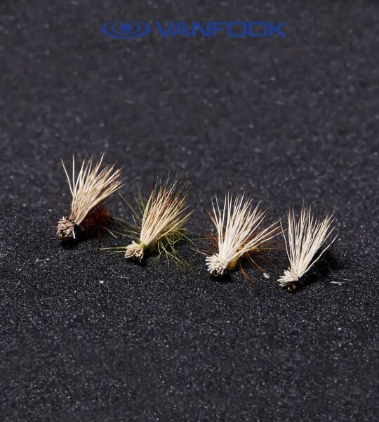VANFOOK EC-1604 ELK HAIR CADDIS FLY 3P #16