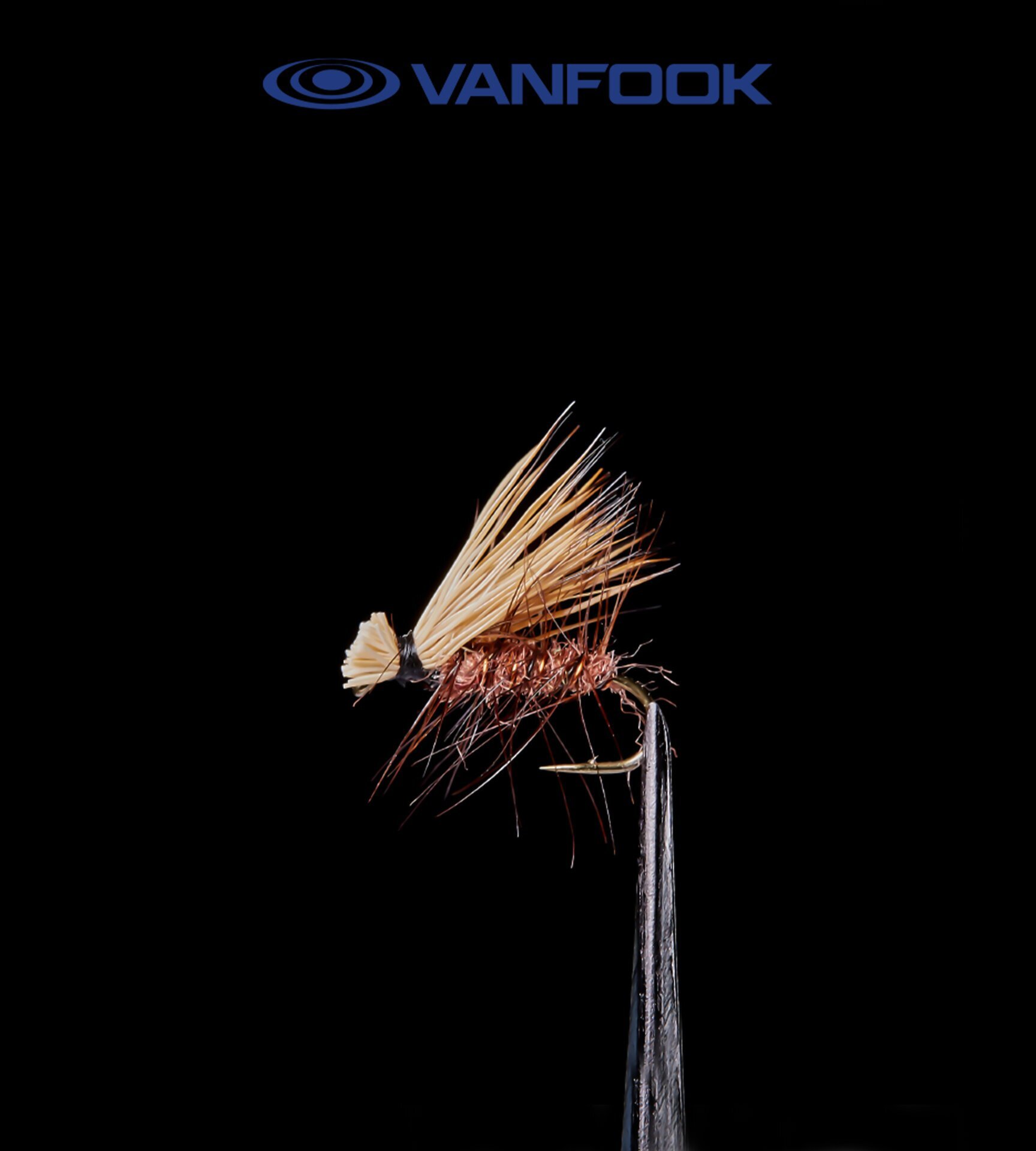 VANFOOK EC-1804 ELK HAIR CADDIS FLY 3P #18