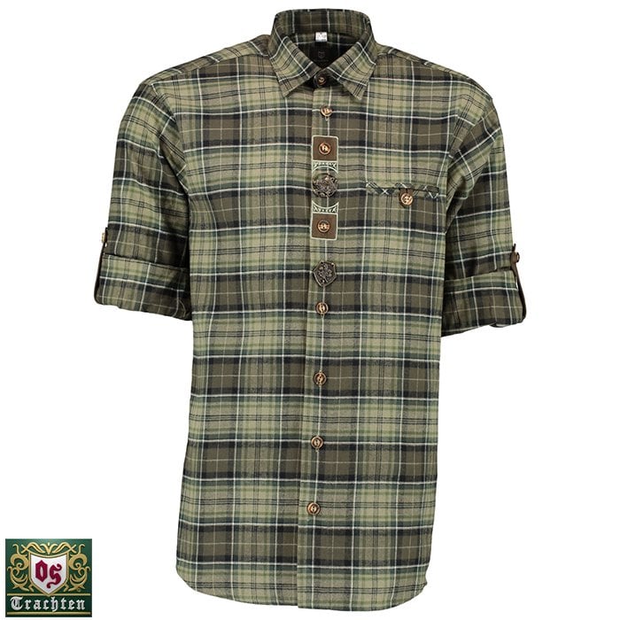 T. OS-Trachten Yeşil Erkek Gömleği Uzun Kol 37/38