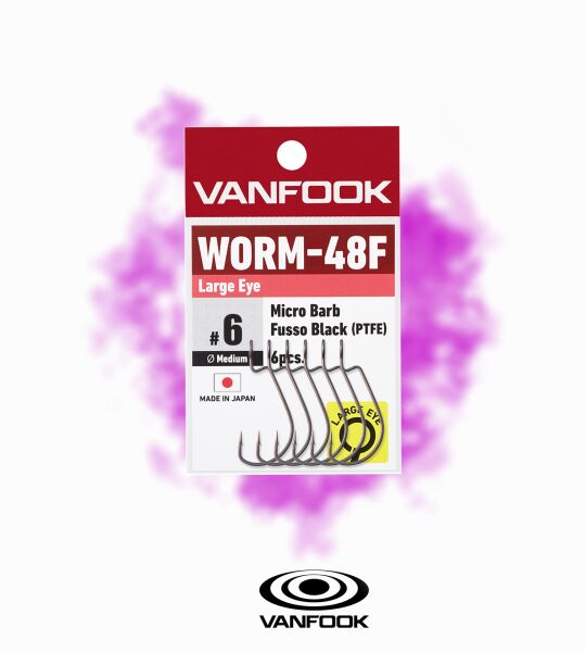 VANFOOK WORM-48F LARGE EYE FS BK 8P #6