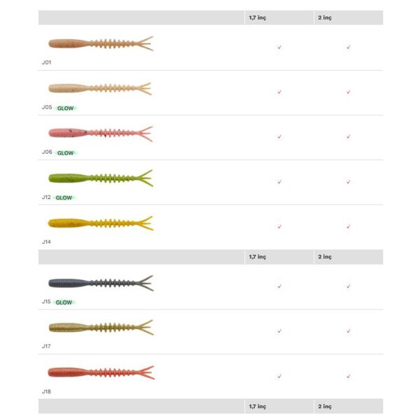 ECOGEAR AQUA KATSU AJI KOMUSHI LRF SİLİKONU 2INCH 18ADET