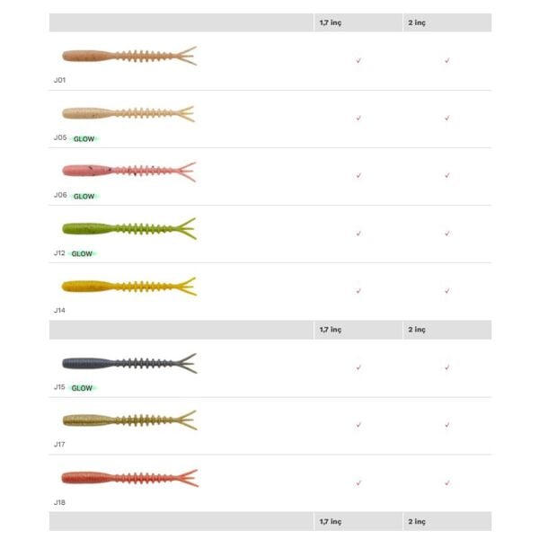 ECOGEAR AQUA KATSU AJI KOMUSHI LRF SİLİKONU 2INCH 18ADET