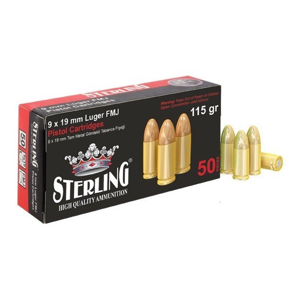 9X19MM LUGER STERLING TABANCA FİŞEĞİ FMJ 115GRN