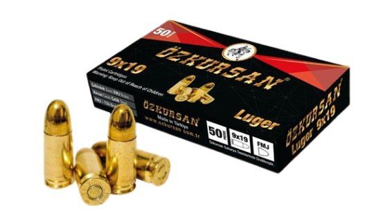 9X19MM LUGER ÖZKURSAN TABANCA FİŞEĞİ FMJ 124GRN