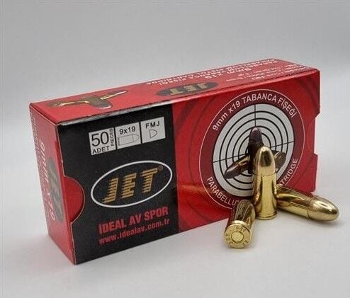 9X19MM PARABELLUM JET FMJ 124GRN TABANCA FİŞEĞİ