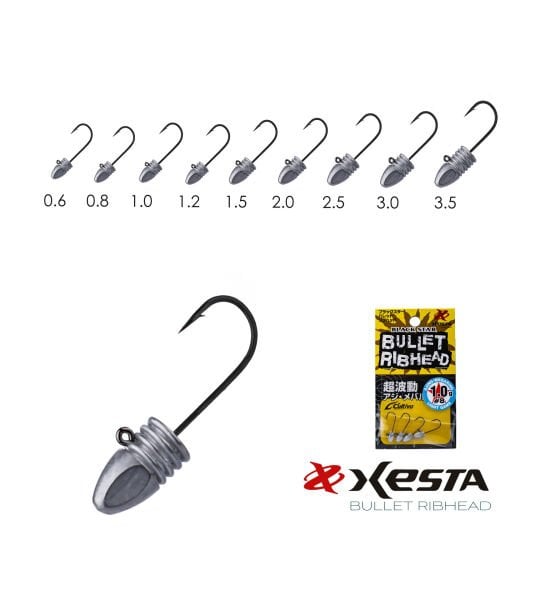 XESTA BULLET RIBHEAD JIG HEAD #8 4P 0.8G