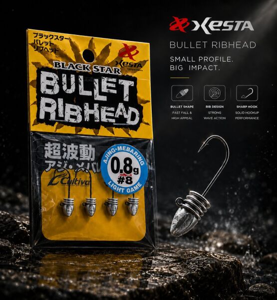 XESTA BULLET RIBHEAD JIG HEAD #8 4P 0.8G