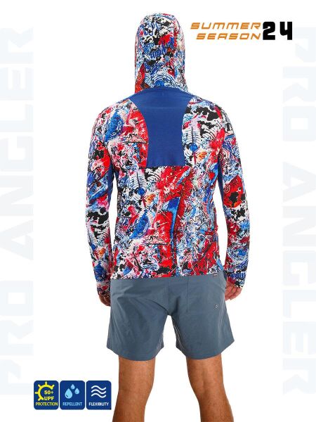 Fujin Pro Angler S24 Buff&Hoodie Makai Blue Red