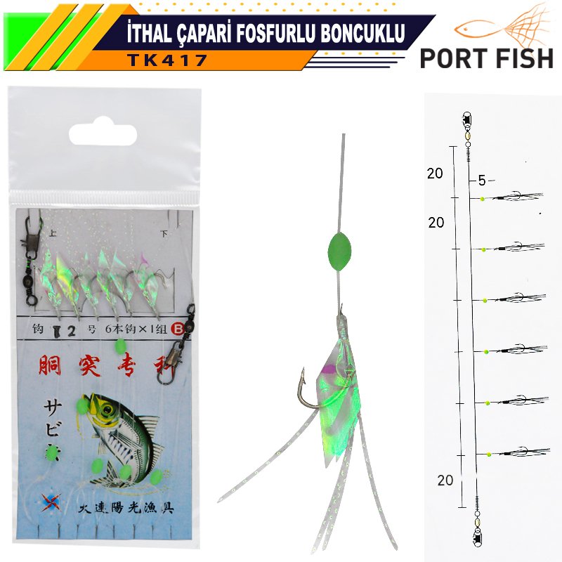 Portfish İthal Çapari Fosforlu Boncuklu TK417