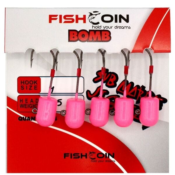 Fishcoin Bomb Jighead Pink Glow 6-3.5 Gr