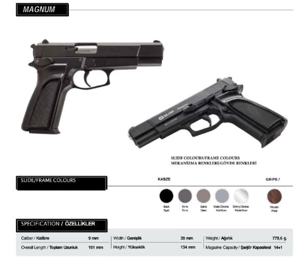 BLOW MAGNUM M.KROM KURUSIKI SES TABANCASI 9MM