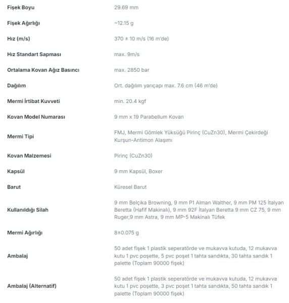 9X19MM PARABELLUM MKEK TABANCA FİŞEĞİ