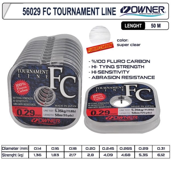 Owner 56029 Tournament Fc Fluorocarbon Misina 50m 10 Adetli