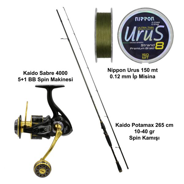 Kaido Potamax 265 cm 10-40 gr + Eurofish Sabre 4000 Spin Olta Seti