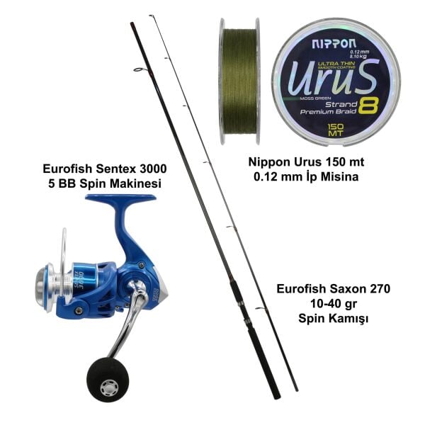 Eurofish Saxon 270 cm 10-40 gr + Eurofish Sentex Blue 3000 Spin Olta Seti