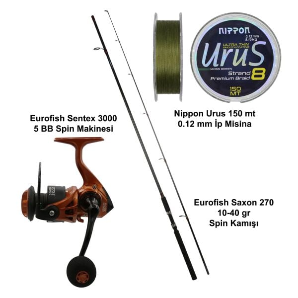 Eurofish Saxon 270 cm 10-40 gr + Eurofish Sentex Brown 3000 Spin Seti