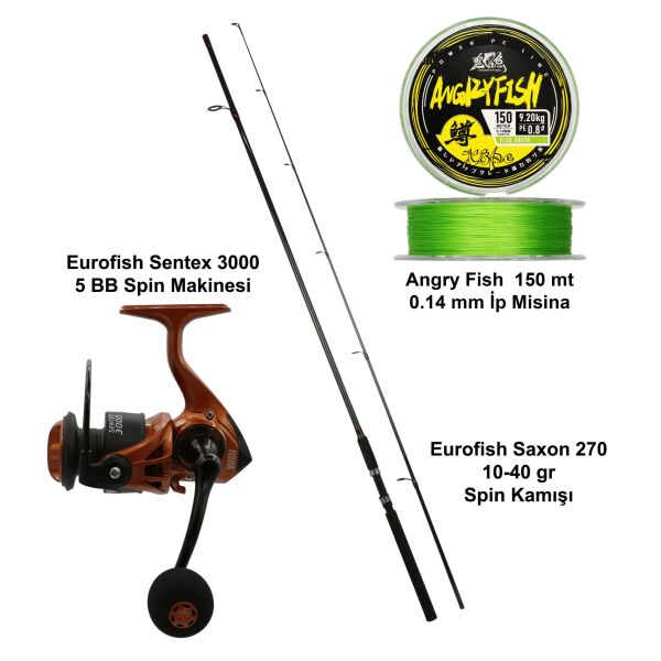 Eurofish Saxon 270 cm 10-40 gr + Eurofish Sentex Brown 3000 Spin Seti