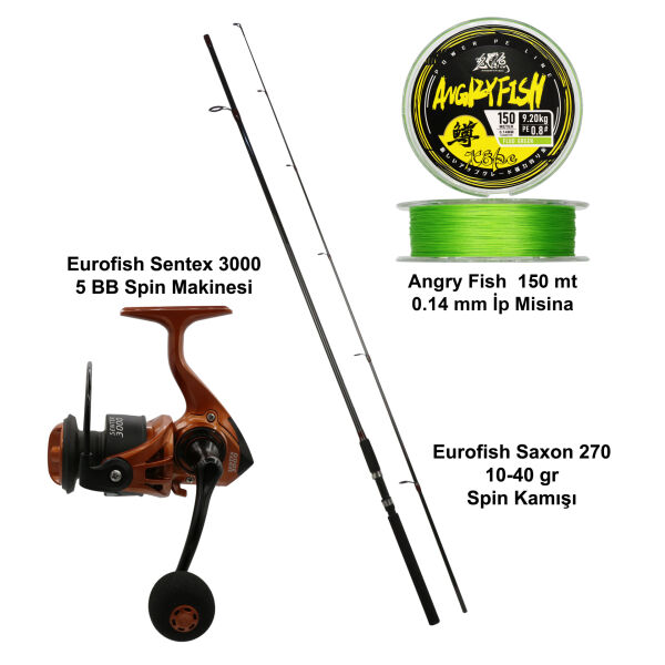 Eurofish Saxon 270 cm 10-40 gr + Eurofish Sentex Brown 3000 Spin Seti