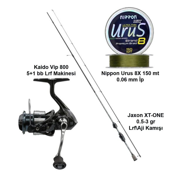 Jaxon XT-ONE 0.5-3 gr Lrf Kamışı + Kaido Vip 800 Lrf\Aji Seti