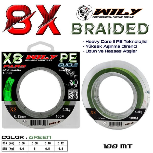 Wily Pars 8 Kat Lrf İp Misina Yeşil 100 Mt Yeşil