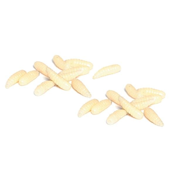 Maggot Silikon Kurtçuk 1.4 cm Beyaz Alabalık Yemi 25 Adet