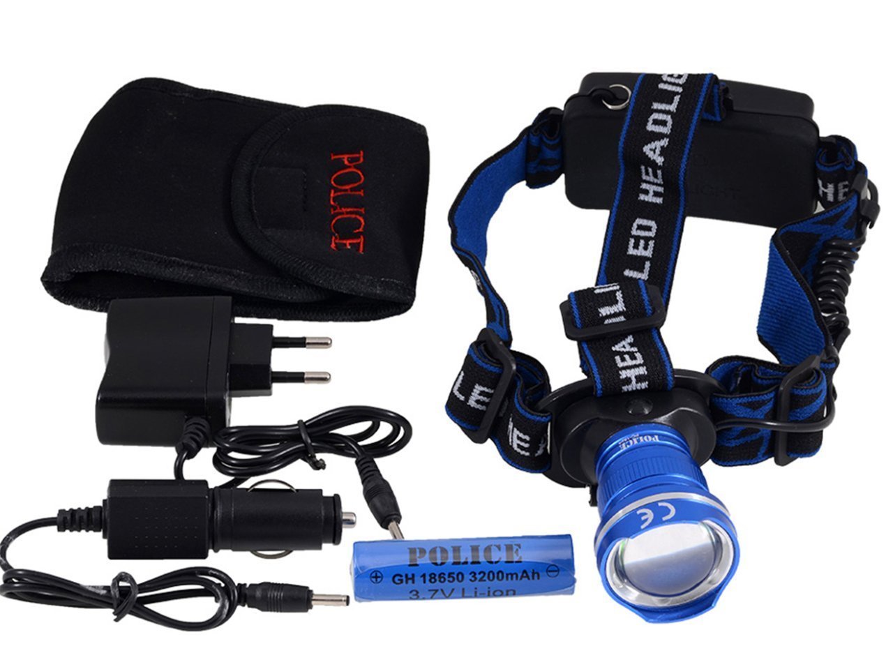 Police PS-1824 12/220V Zoomlu Şarjlı Kafa Feneri