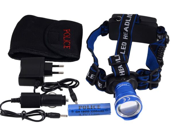 Police PS-1824 12/220V Zoomlu Şarjlı Kafa Feneri