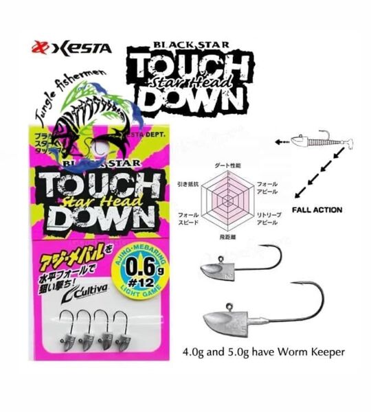 XESTA STAR HEAD TOUCH DOWN JIGHEAD #2/0 4P 5.0G