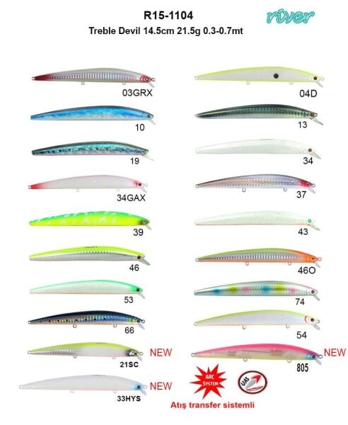 River Treble Devil 145F 14.5cm 21.5Gr 0.3-0.7mt 34