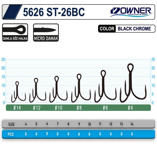Owner 5626 St-26 Black Chrome Çarpma İğne