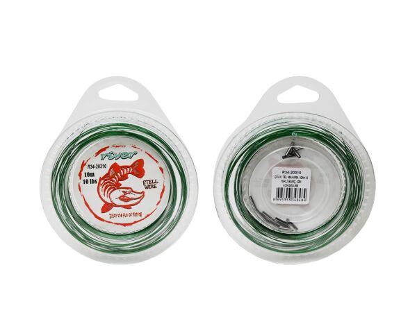 ÇELİK TEL MAKARA 10M+12 TEKLİ BURÇ YEŞİL 20 LBS
