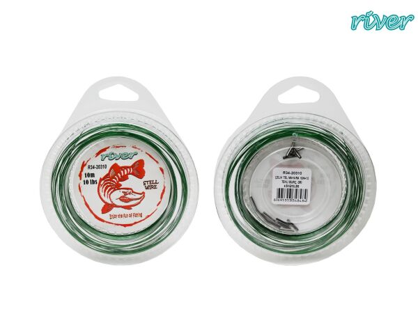 ÇELİK TEL MAKARA 10M+12 TEKLİ BURÇ YEŞİL 35 LBS