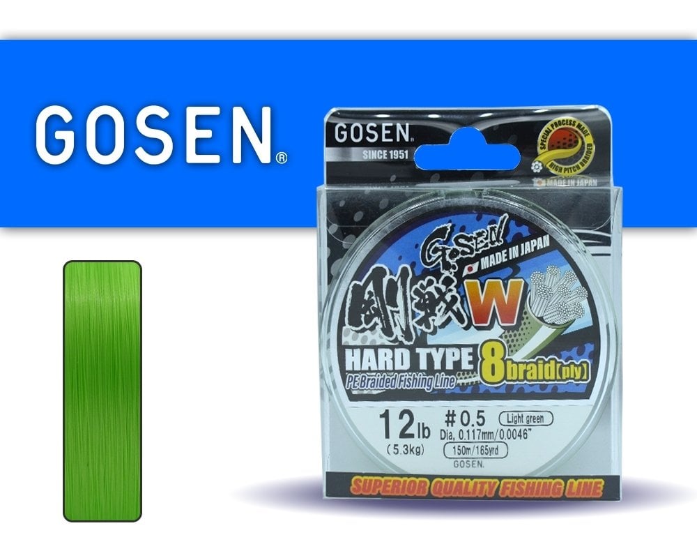 Gosen W8 Hard Type PE 8 Örgü Spin İp Misina 150mt Açık Yeşil PE0.5-0.117MM %100 Japon