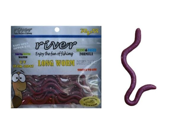 LONG WORM, 10 CM BLOODEY ,10P