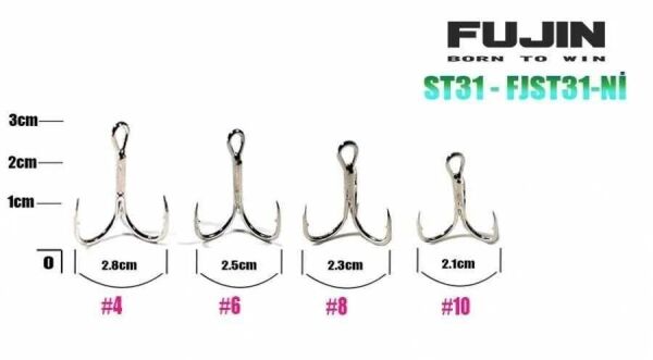 Fujin ST31 Üçlü Maket Balık Kancası Nickel