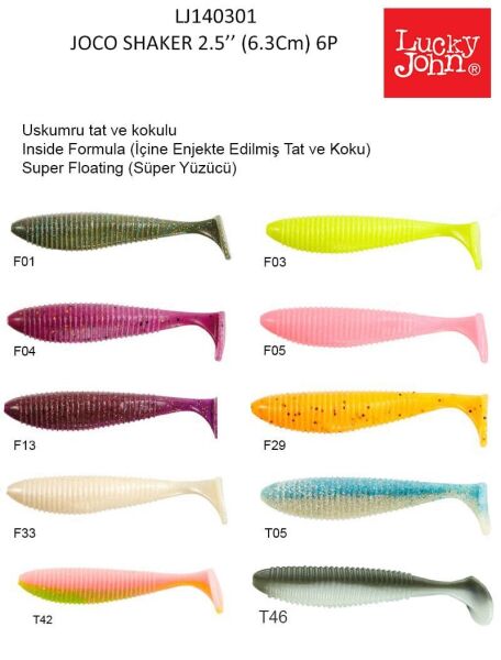 Lucky John Joco Shaker 2.5'' (6.35 cm) 6P Silikon Yem