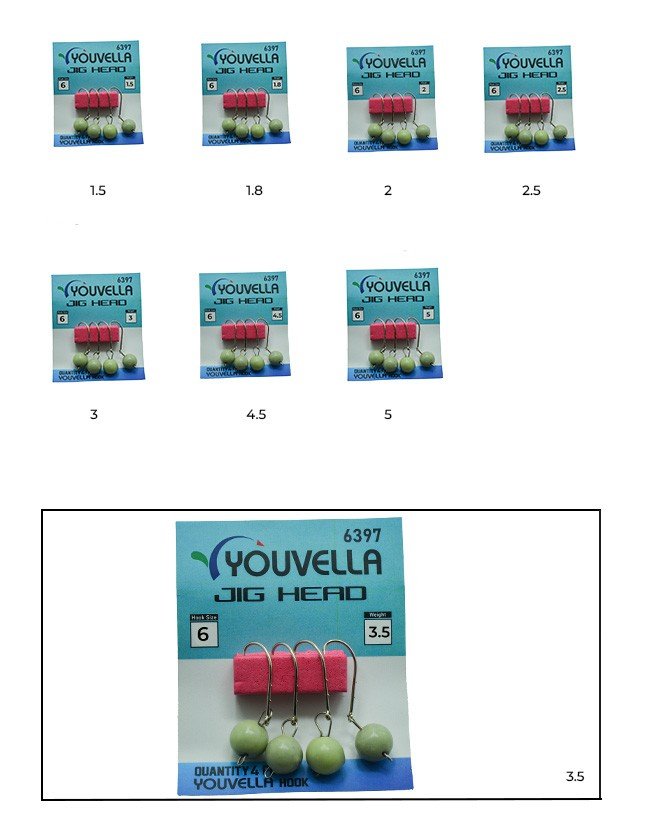 Youvella 6397 Mafsallı LRF Jig Head Glow Head 4'lü Paket