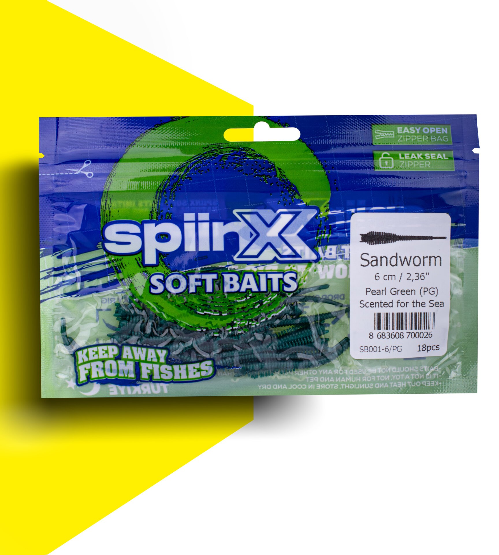 SPIINX SANDWORM SİLİKON 6CM 18P PEARL GREEN