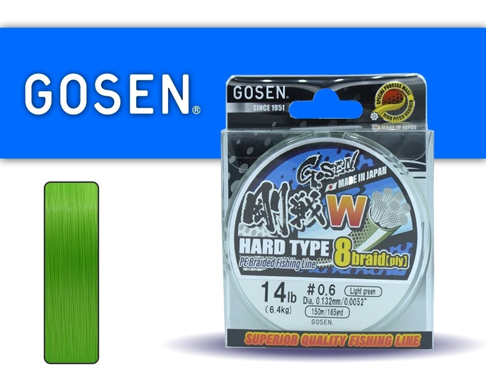 Gosen W8 Hard Type PE 8 Örgü Spin İp Misina 150mt Açık Yeşil PE0.6-0.132MM %100 Japon