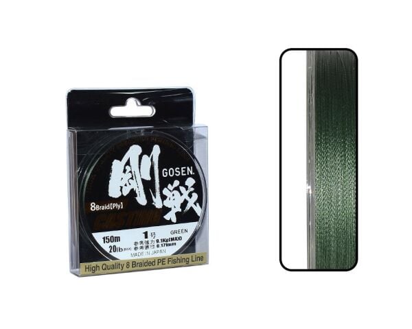 Gosen W8 Casting PE 8 Örgü Spin İp Misina 150mt Yeşil PE1.0-0.171MM %100 Japon
