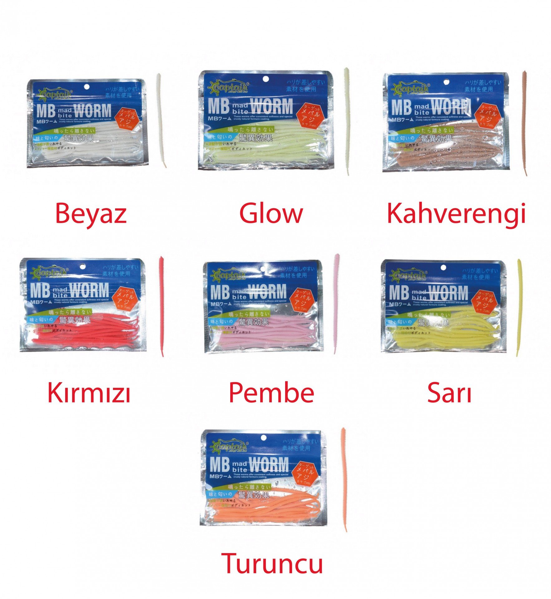 Captain 3456 Mad Bite Worm 10cm Aromalı LRF Silikonu 1.3gr 10'lu Paket