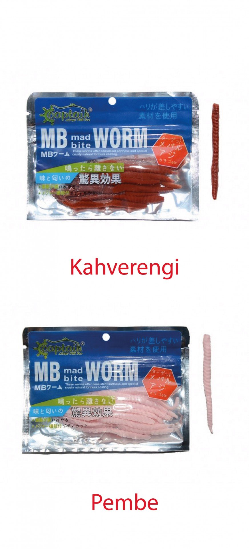 Captain 3460 Mad Bite Toprak Solucanı 8cm Aromalı Silikon Yem 10'lu Paket