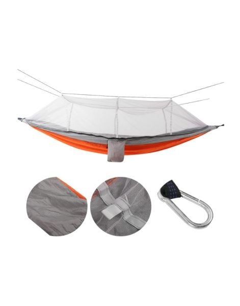 Hamak 7410 Fileli ve Cibinlikli Pro Hamak 190x70cm Turuncu-Gri
