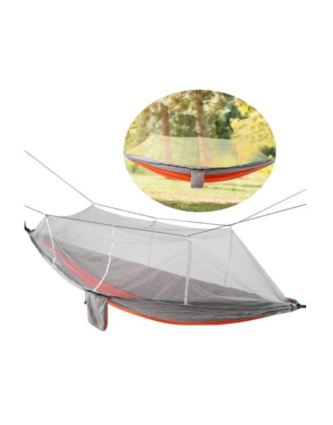 Hamak 7410 Fileli ve Cibinlikli Pro Hamak 190x70cm Turuncu-Gri