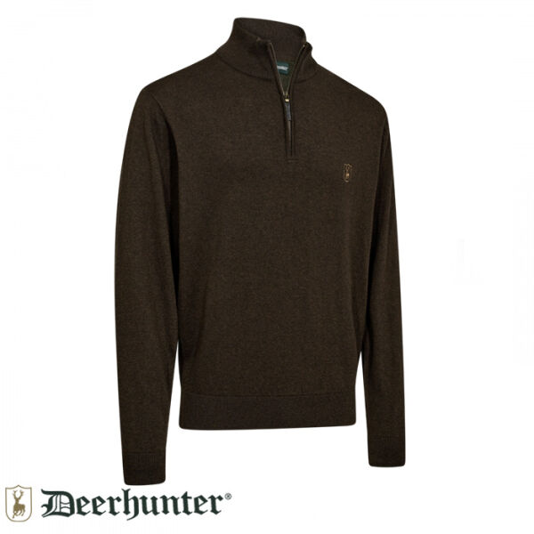 DEERHUNTER Harrington Fermuarlı Kahverengi Kazak XL