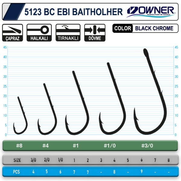 Owner 5123 Ebi Baitholder Black Chrome İğne