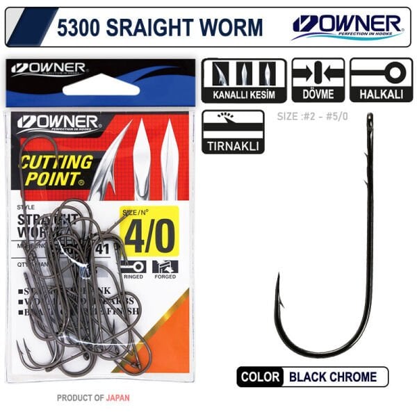 Owner 5300 Straight Shank Black Chrome İğne